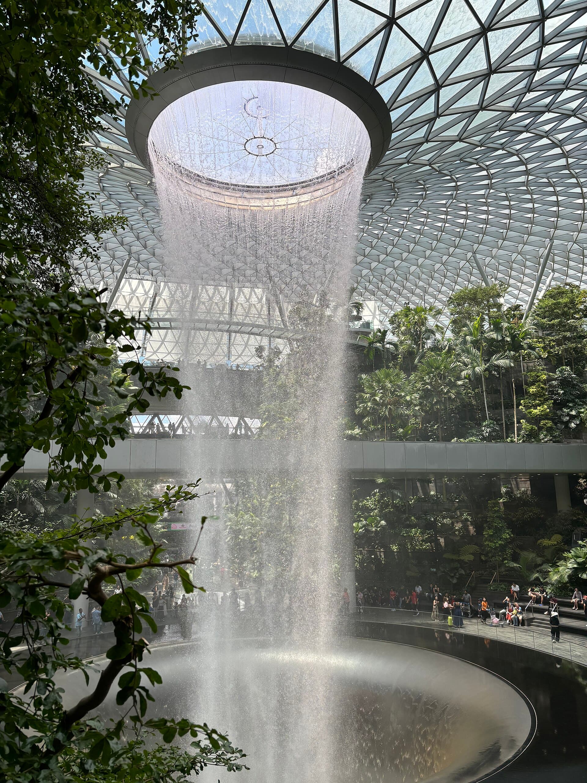 The Rain Vortex indoor waterfall at Jewel Changi Airport