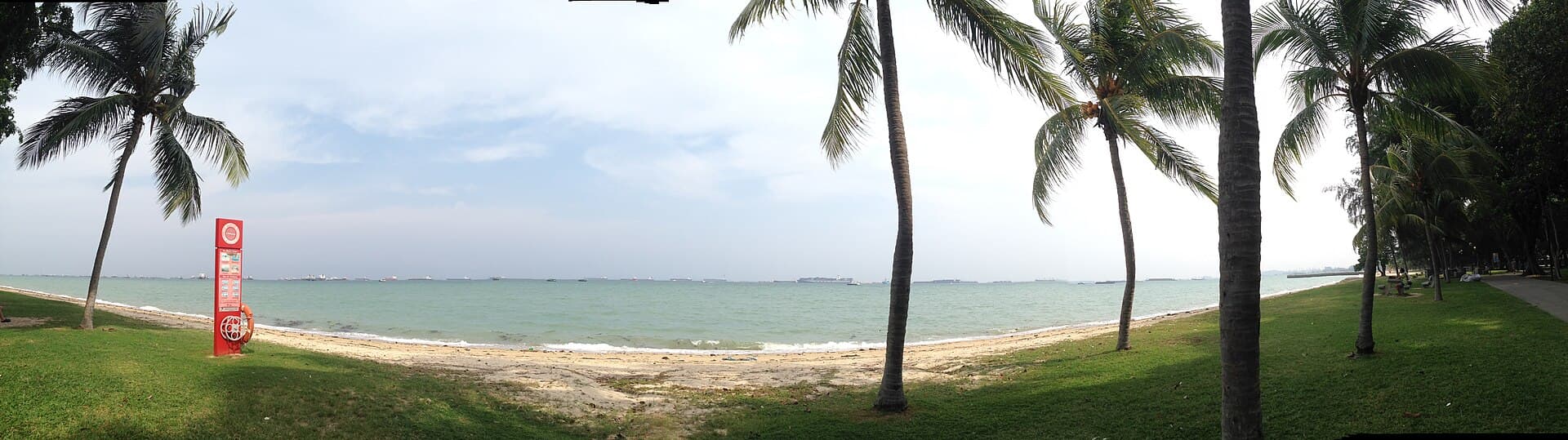 East Coast Park coastline with the path and trees along the water